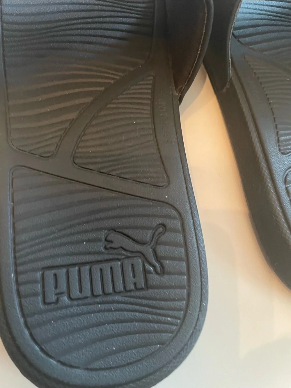 Puma Black Slide Sandals with White Logo MENS 9 / WOMENS 10.5-11